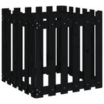 vidaXL Jardinière avec design de clôture noir 60x60x60 cm pin massif