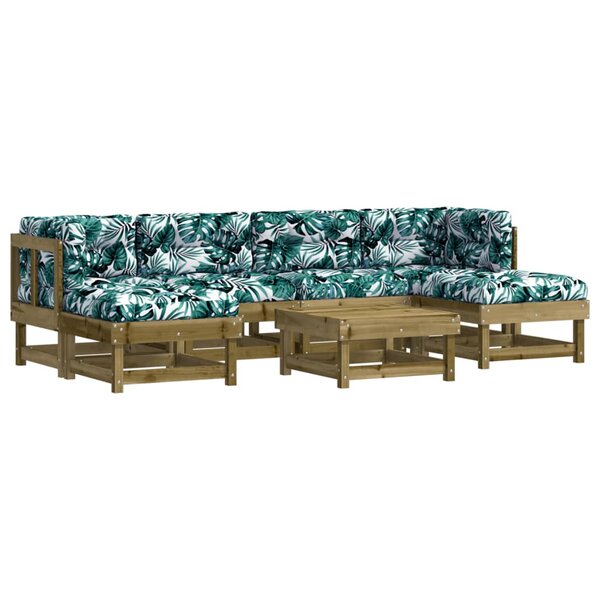 vidaXL Salon de jardin 7 Pièces avec coussins bois de pin imprégné
