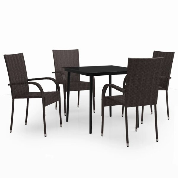 vidaXL Ensemble à manger de jardin 5 Pièces Marron et noir