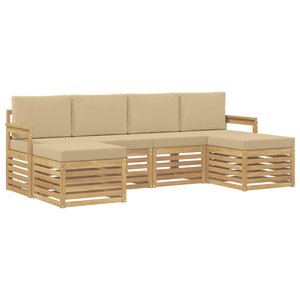 vidaXL Ensemble de canapés d'extérieur 5 Pièces Blanc et Beige