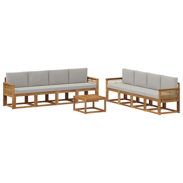vidaXL Ensemble de canapés d'extérieur 9 pc Naturel et gris clair