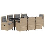 vidaXL Ensemble de salle à manger pour jardin 9 Pièces Beige polyrotin