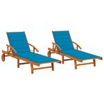 vidaXL Chaises longues lot de 2 avec coussins Bois d'acacia solide