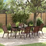 vidaXL Set de salle à manger de jardin 7 pièces Marron Textilène et acier