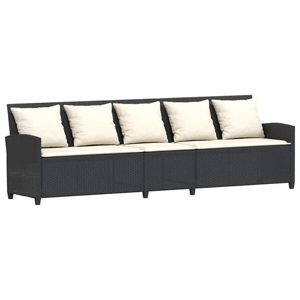 vidaXL Canapé de jardin avec coussins 5 places noir résine tressée