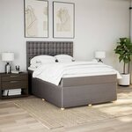 vidaXL Sommier à lattes de lit avec matelas Taupe 160x200 cm Tissu
