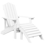 vidaXL Chaises de jardin Adirondack lot de 2 repose-pieds PEHD Blanc