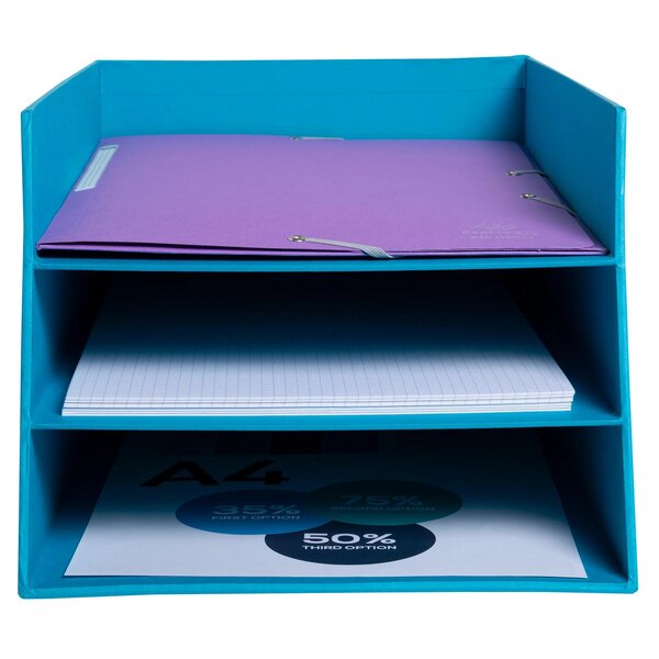 Corbeille À Courrier Combo 3 Niveaux Carton Teksto - Turquoise - Exacompta