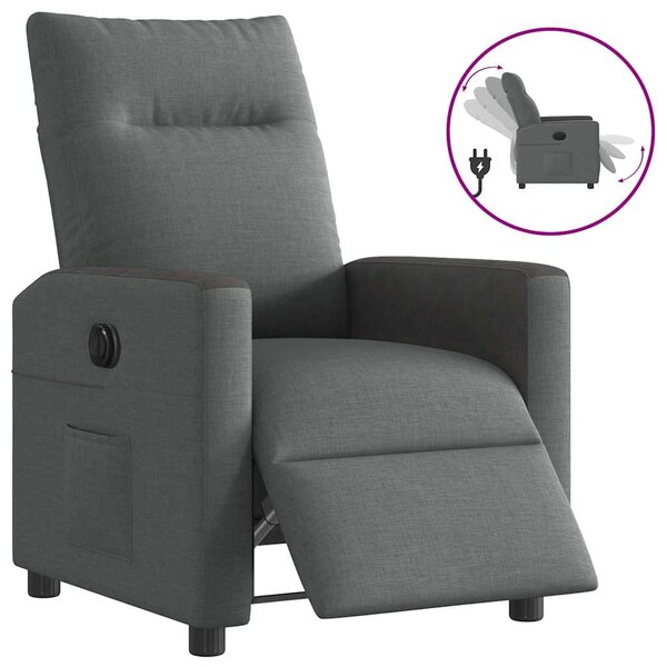 vidaXL Fauteuil inclinable électrique Gris foncé Tissu