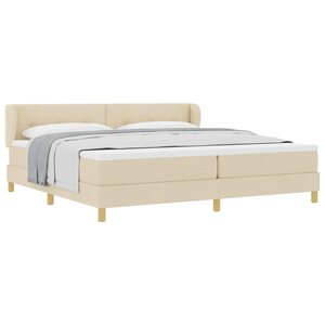 vidaXL Lit à ressorts avec matelas Crème 200 x 200 cm tissu
