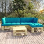 Vidaxl salon de jardin palette 4pièces avec coussins pin imprégné de vert