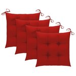 vidaXL Chaises de jardin et coussins rouge lot de 4 Bois teck massif