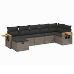 vidaXL Salon de jardin avec coussins 7 Pièces gris résine tressée