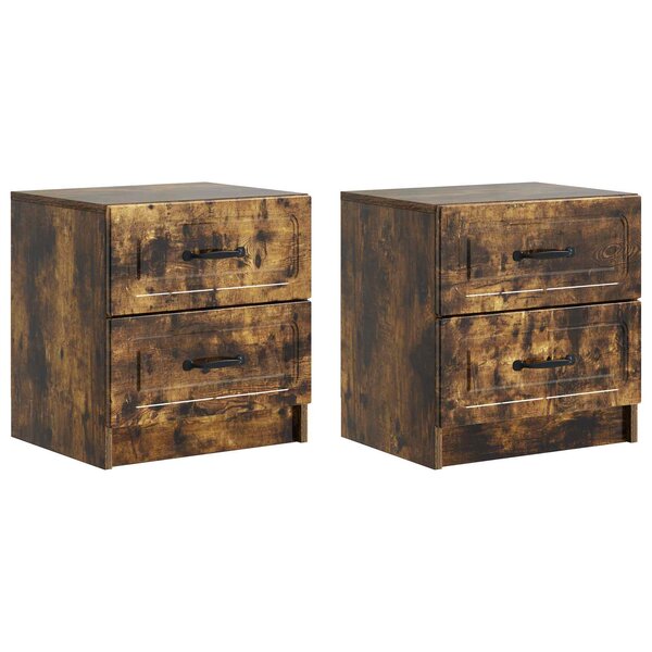 vidaXL Cabinet de chevet 2 pièces Chêne fumé 43 x 34 5 x 44 5 cm