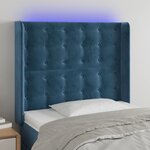 vidaXL Tête de lit à LED Bleu foncé 93x16x118/128 cm Velours