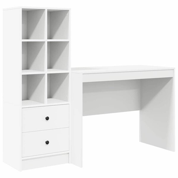 vidaXL Bureau avec rangement avec tiroir 2 Pièces Blanc 100 x 50 x 76 cm