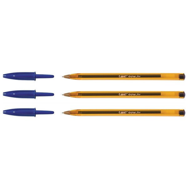 Stylo bille CRISTAL FINE Pointe Fine Bleu x 3 BIC