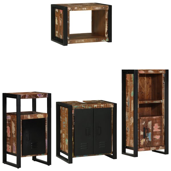 vidaXL Ensemble de mobilier de salle de bain avec étagère avec stockage avec porte 4 Pièces