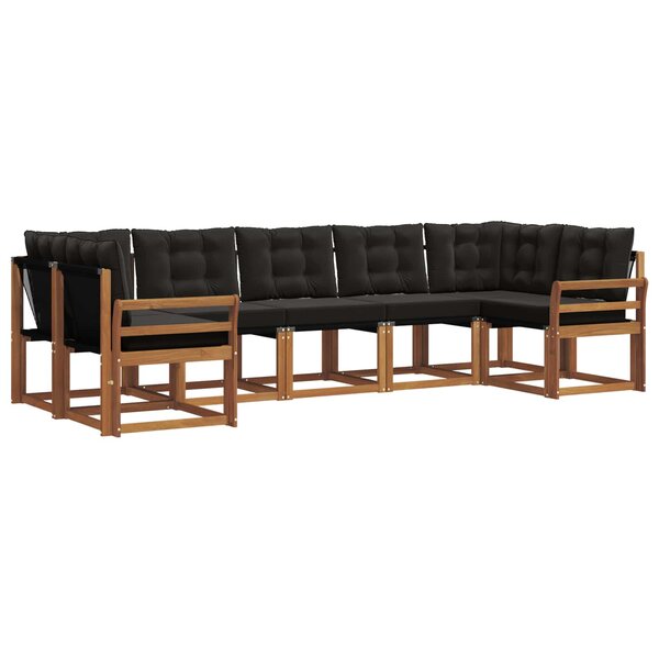 vidaXL Ensemble de canapés d'extérieur 7 Pièces Naturel et Noir