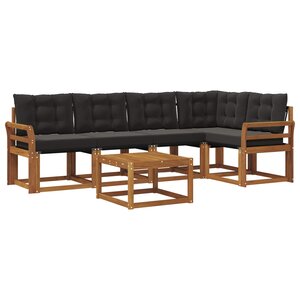 vidaXL Ensemble de canapés d'extérieur 6 pc Naturel et Noir