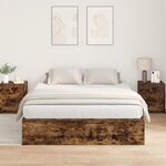 Cadre de lit de rangement vidaXL Chêne fumé 140x190 cm