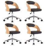 vidaXL Chaises pivotantes à manger lot de 4 bois courbé et similicuir
