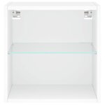 vidaXL Table de chevet murale avec lumières LED blanc