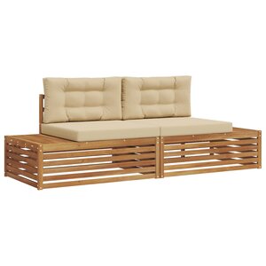 vidaXL Ensemble de canapés d'extérieur avec coussin Naturel et Beige
