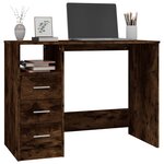 vidaXL Bureau avec tiroirs Chêne fumé 102x50x76 cm Bois d'ingénierie