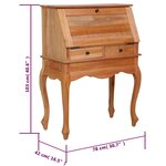 vidaXL Bureau secrétaire 78x42x103 cm Bois d'acajou massif