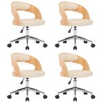 vidaXL Chaises pivotantes à manger lot de 4 bois courbé et similicuir