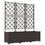 vidaXL Planteur de jardin avec treillis 3 Pièces Marron 120x40x143 cm