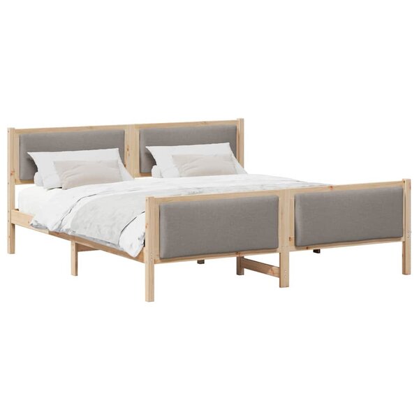 vidaXL Cadre de lit avec tête de lit Taupe 200 x 200 cm tissu