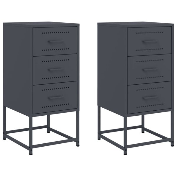 vidaXL Tables de chevet 2 Pièces anthracite 36x39x78 cm acier