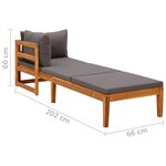 vidaXL Chaise longue avec 1 accoudoir Gris foncé Bois d'acacia solide