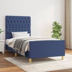 vidaXL Cadre de lit avec tête de lit Bleu 100 x 200 cm Tissu