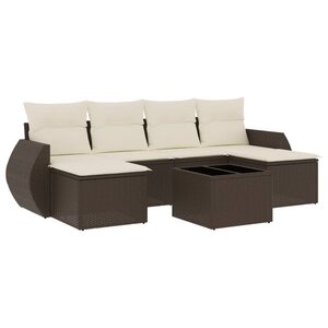 vidaXL Salon de jardin avec coussins 7 Pièces marron résine tressée