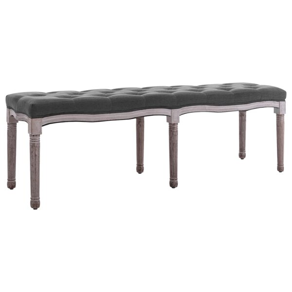 Banc banquette lin bois solide 150 x 40 x 48 cm gris foncé 02_0010763