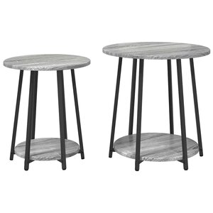 vidaXL Ensemble de tables d'appoint 2 Pièces Gris Sonoma et noir