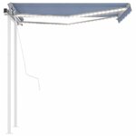 vidaXL Auvent automatique capteur de vent LED 3 5x2 5 m Bleu et blanc
