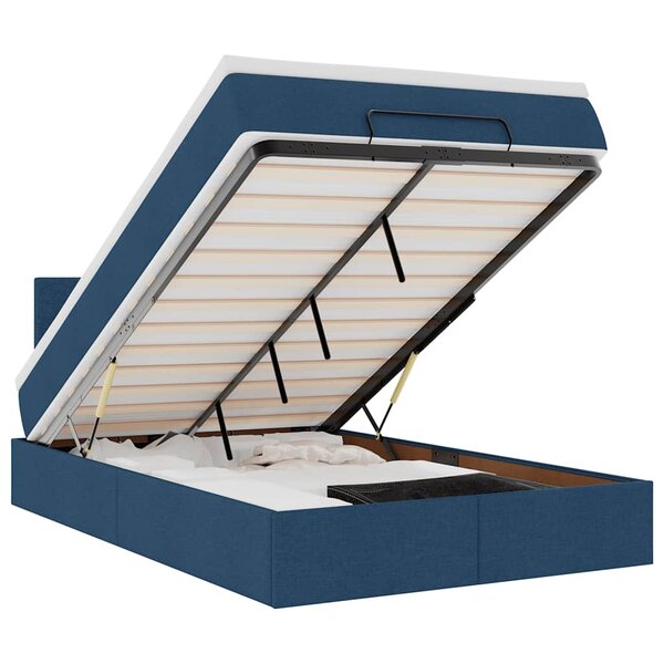 vidaXL Lit ottoman avec matelas et LED bleu 120x190 cm tissu