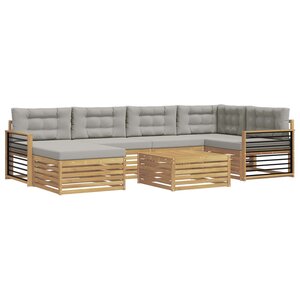 vidaXL Ensemble de canapés d'extérieur 7 Pièces Blanc et gris clair