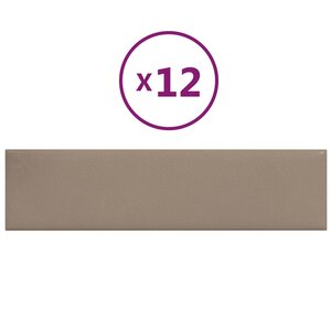 vidaXL Panneaux muraux 12 Pièces Cappuccino 60x15 cm Similicuir 1 08 m²