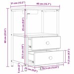 vidaXL Table de nuit avec station de chargement 2 Pièces Chêne sonoma