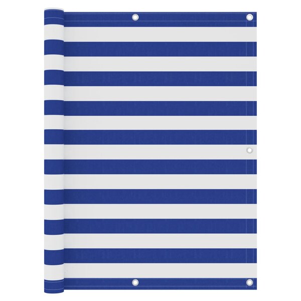 vidaXL Écran de balcon Blanc et bleu 120x400 cm Tissu Oxford