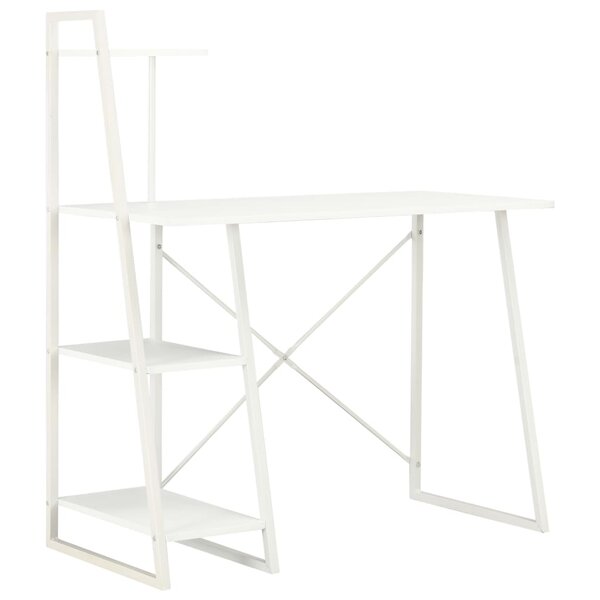 Bureau table poste de travail meuble d'ordinateur informatique étude avec étagère 102 x 50 x 117 cm blanc 02_0023475
