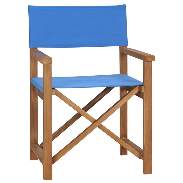 vidaXL Chaise de metteur en scène Bois de teck solide Bleu