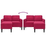 vidaXL Canapé 2 places avec méridienne en L rouge bordeaux 125 cm