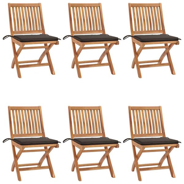 vidaXL Chaises pliables de jardin avec coussins lot de 6 Bois de teck