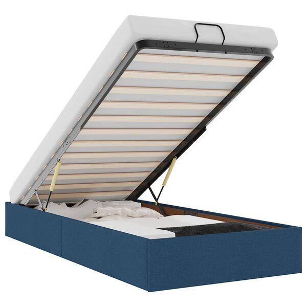 vidaXL Cadre de lit ottoman sans matelas bleu 90x200 cm tissu